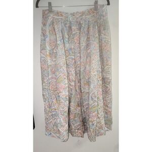 Vintage Boho Gypsy 80's Soft Flowy Midi Skirt Pink Paisley Pleated 80s 90s